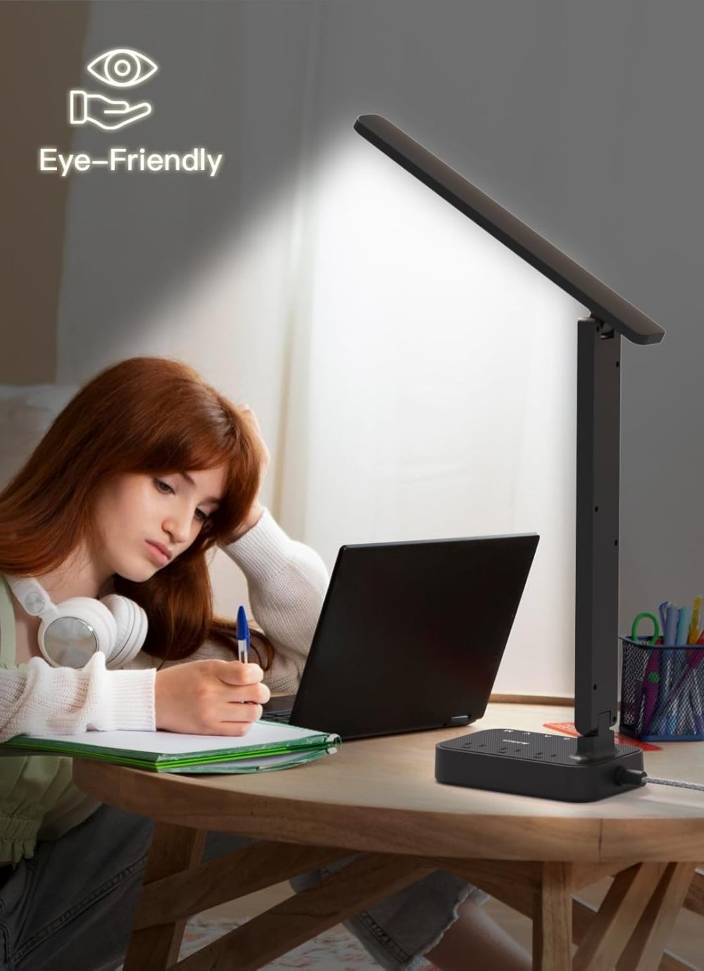 Addtam LED Desk Lamp, Power Strip with 3 Outlets 4 USB Charging Ports(2 USBC), 4 Modes 5 Level Brightness Touch Lamp, Small Desk Lamp for Home Office College Dorm Room Essentials - Image 5