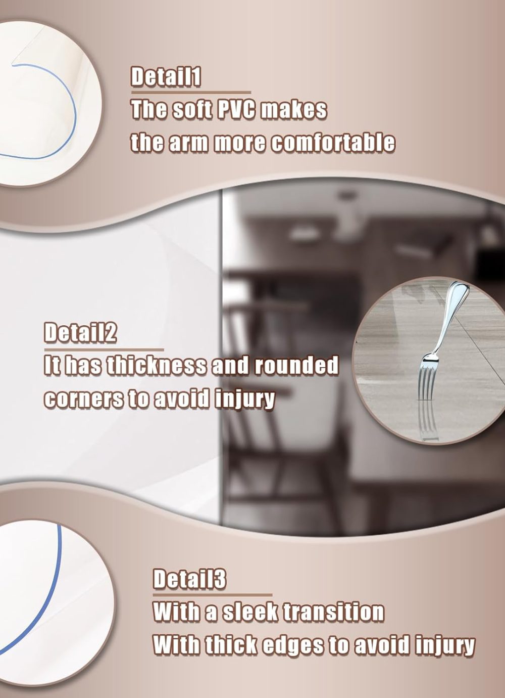 Clear Desk Mat, Desk Protector, Waterproof and Heat-Resistant PVC Round Edge Desk Pad with Non-Slip Backing, Suitable for Home and Office Multifunction Desk Mat, 16.93 x 23.62 Inches - Image 4