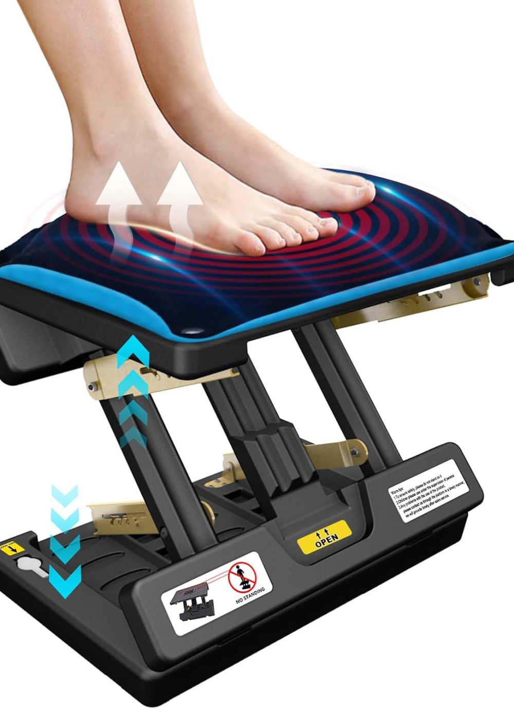 Foldable Foot Rest, Computer Foot Rest Under Desk, 12Modes Adjustable Ergonomic for Office, Loading Capacity 80 pounds, Removable Soft Cloth Pad, Yellow