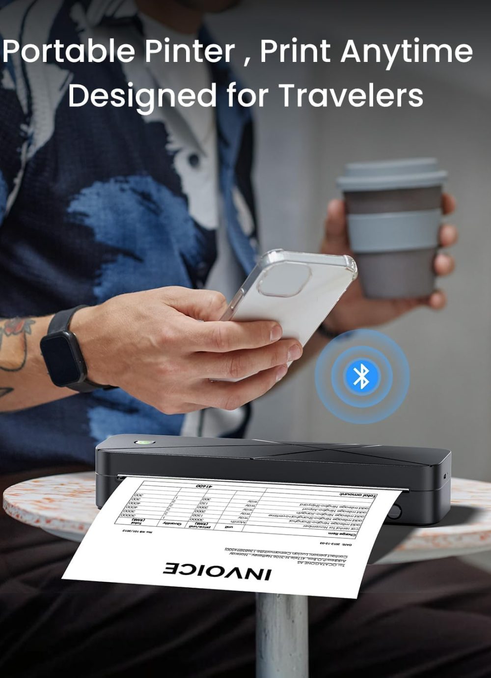 Portable Printers Wireless for Travel, Inkless Printer for Phone & Laptop, Thermal Bluetooth Small Compact Mobile Printer for Home Use, Support 8.5" X 11" US Letter & A4 Size - Image 2