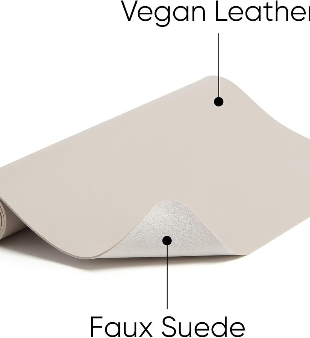 Smead Desk Pad, Vegan Leather Desk Mat with Non-Slip Faux Suede Backing, Perfect Desk Organizer for Office Decor, 31.5” x 15.7” Medium, Sandstone (64831) - Image 2
